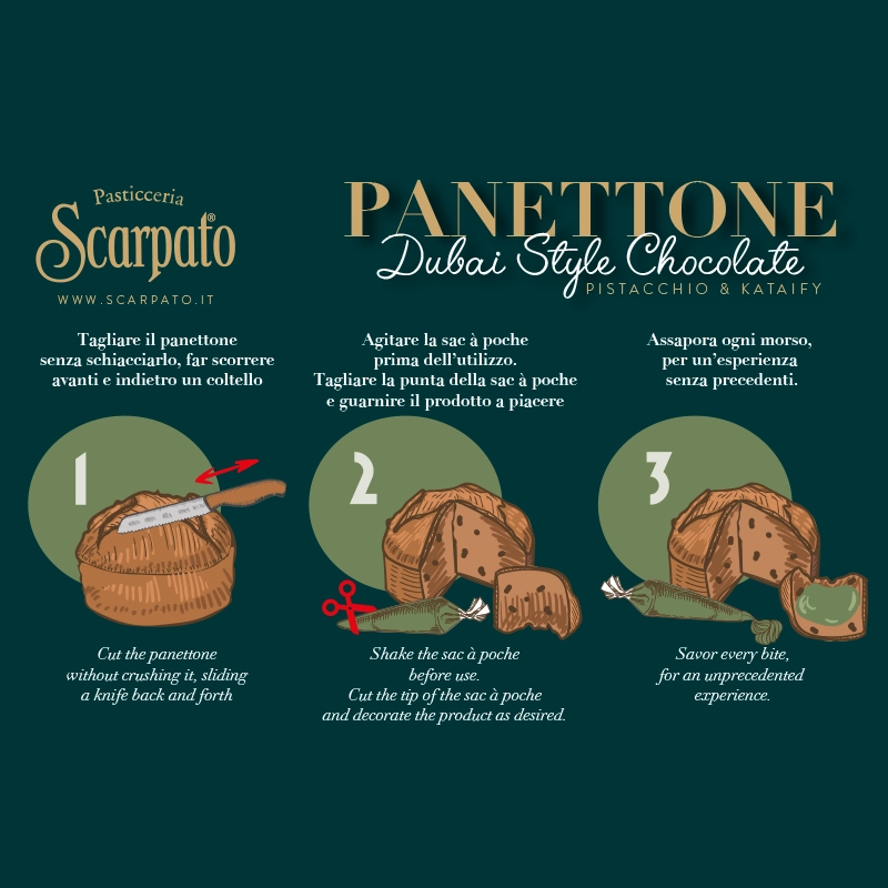 Panettone Dubai Style Chocolate - PISTACCHIO E KATAIFY